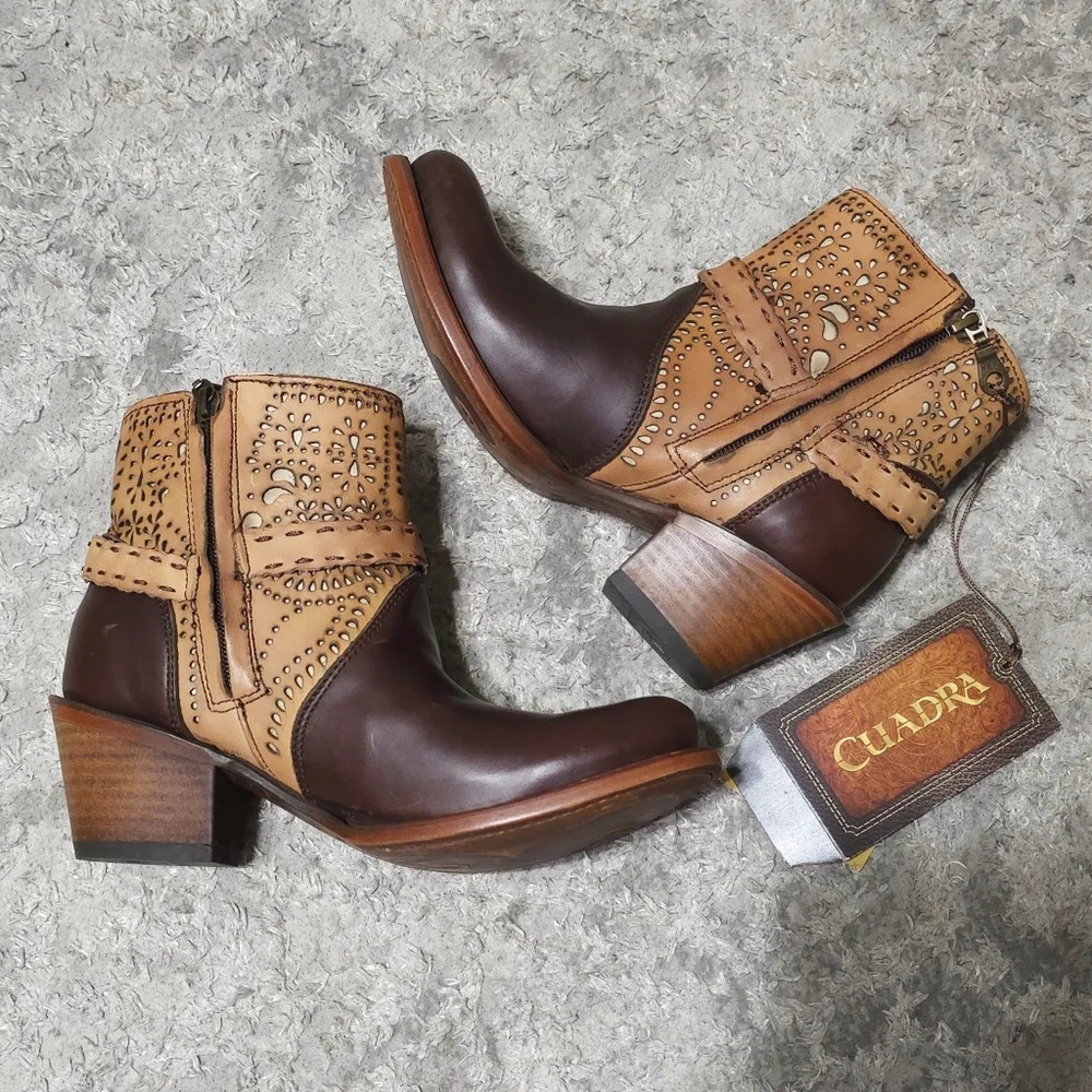 CUADRA 2K07RS Saltillo Genuine Cowhide Leather Ankle Boot, Chocolate Brown, 7.5